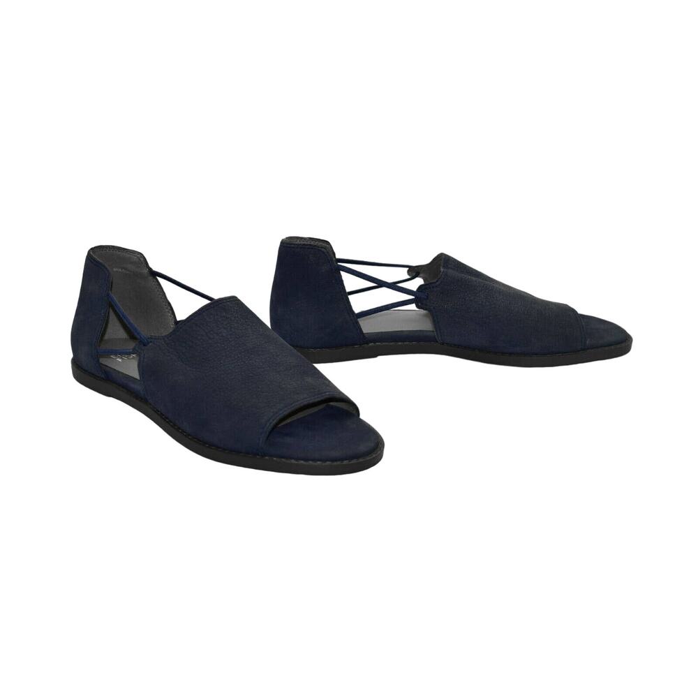 B0 NEW EILEEN FISHER Spell Navy Nubuck Elastic Strips Sandal Shoes Size 6 $185